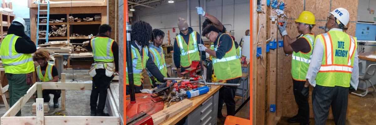 Students working in various programs